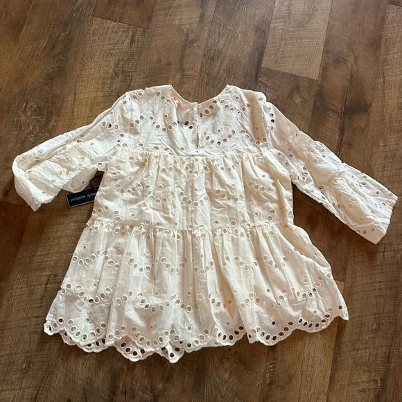 Women's Simply Southern Blouse XXL White Eyelet Long Sleeve - Picture 10 of 11